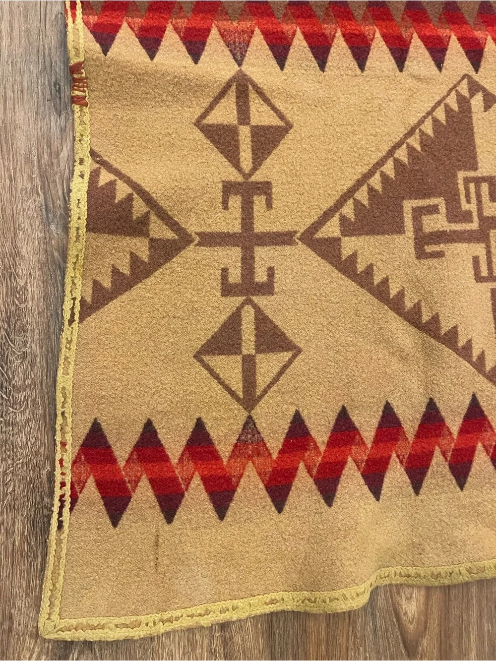 Vintage 20s Pendleton? Brown Reversible Wool Throw Blanket Aztec Tribal Western